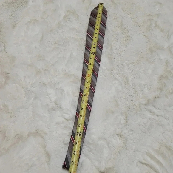 Vintage Christian Dior Gray Striped Polyester Silk Neck Tie - Picture 4 of 6